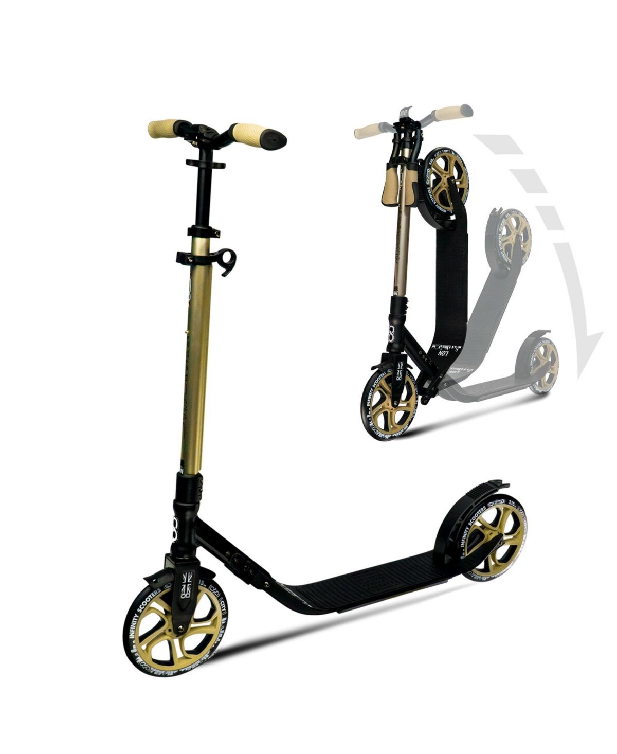 Crazy Skates London Foldable Kick Scooter - Great Scooters For Teens And Adults - Gold