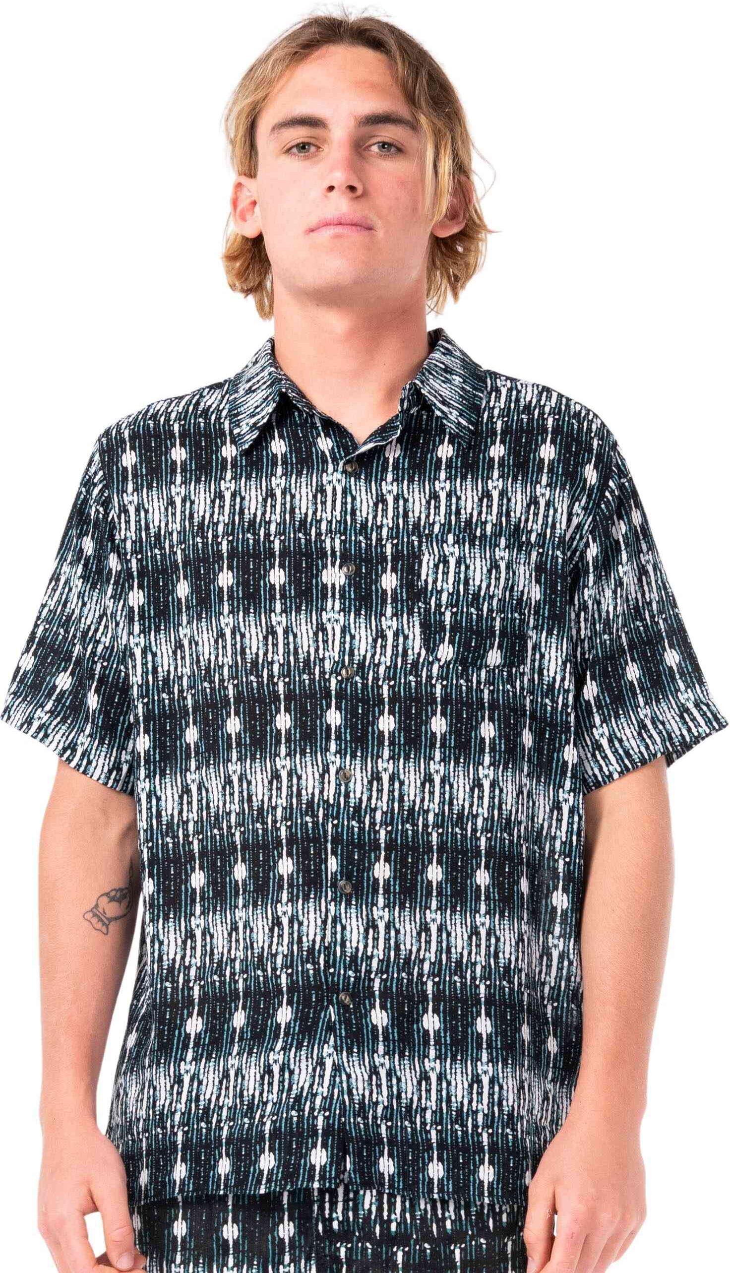 Rusty Matrix Cuban Short Sleeve Shirt - Black Rusty Australia, L / Black