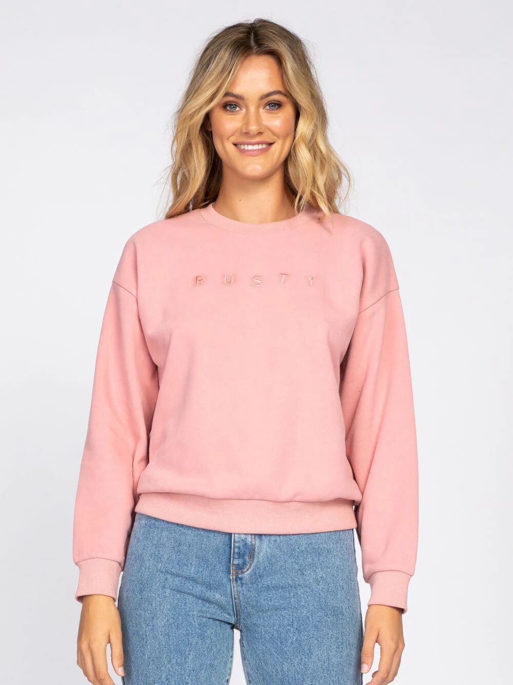 Rusty Essentials Relaxed Crew Fleece - Rose Bud Rusty Australia, 6 / Rose Bud