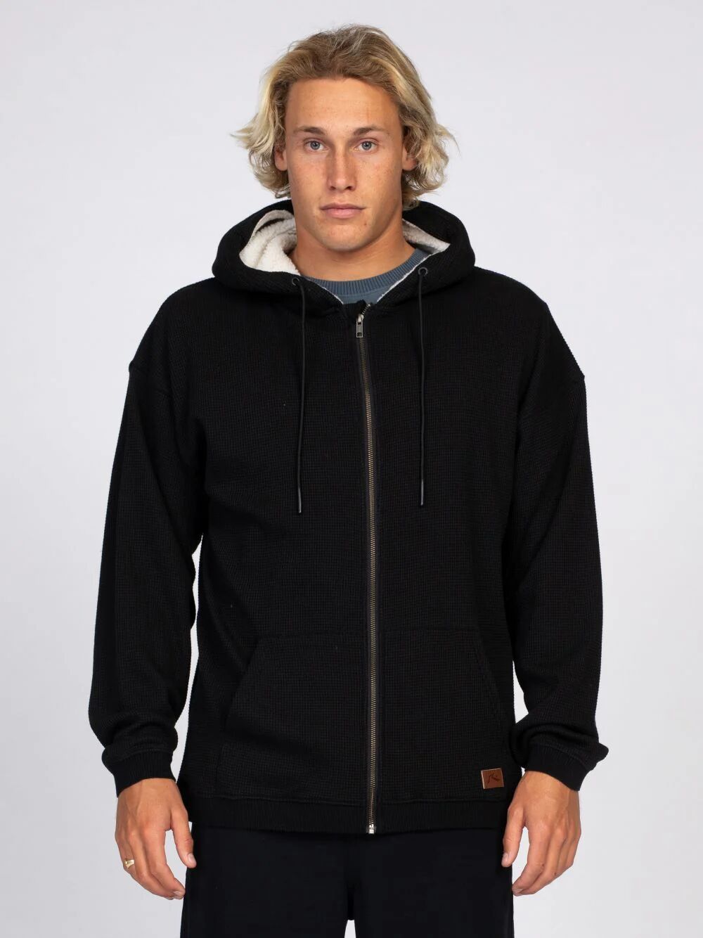 Rusty Waffler Sherpa Zip Thru Fleece - Black Rusty Australia, M / Black