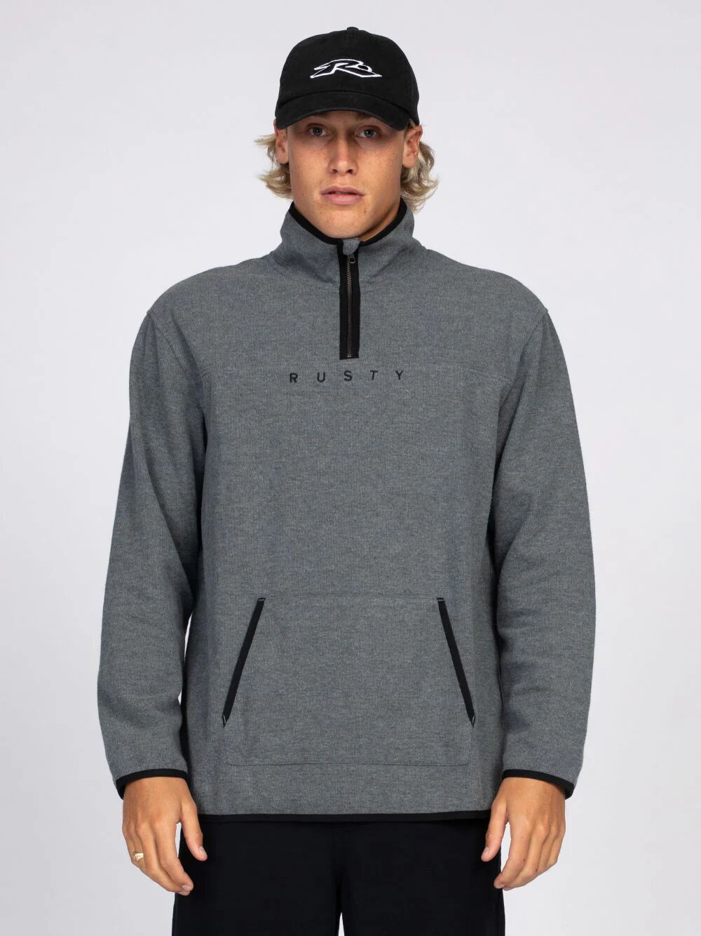 Rusty Rib Cage 1/4 Zip Fleece - Dark Grey Marle Rusty Australia, S / Dark Grey Marle