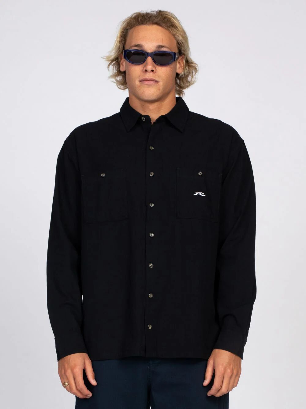 Rusty Quintessential Long Sleeve Shirt - Black Rusty Australia, M / Black