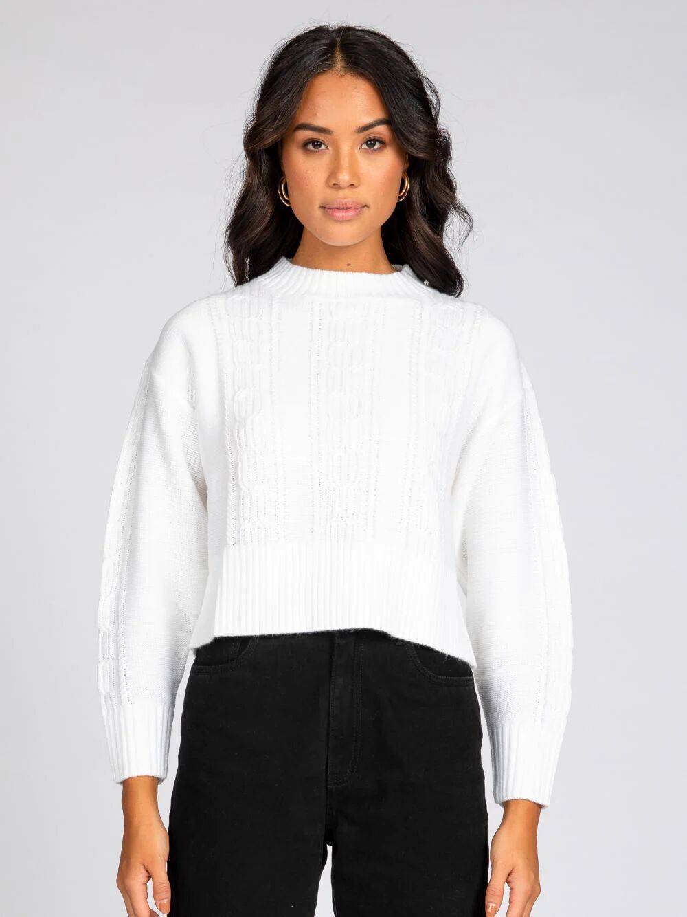 Rusty Ezra Chunky Crew Neck Knit - White Rusty Australia, M / White