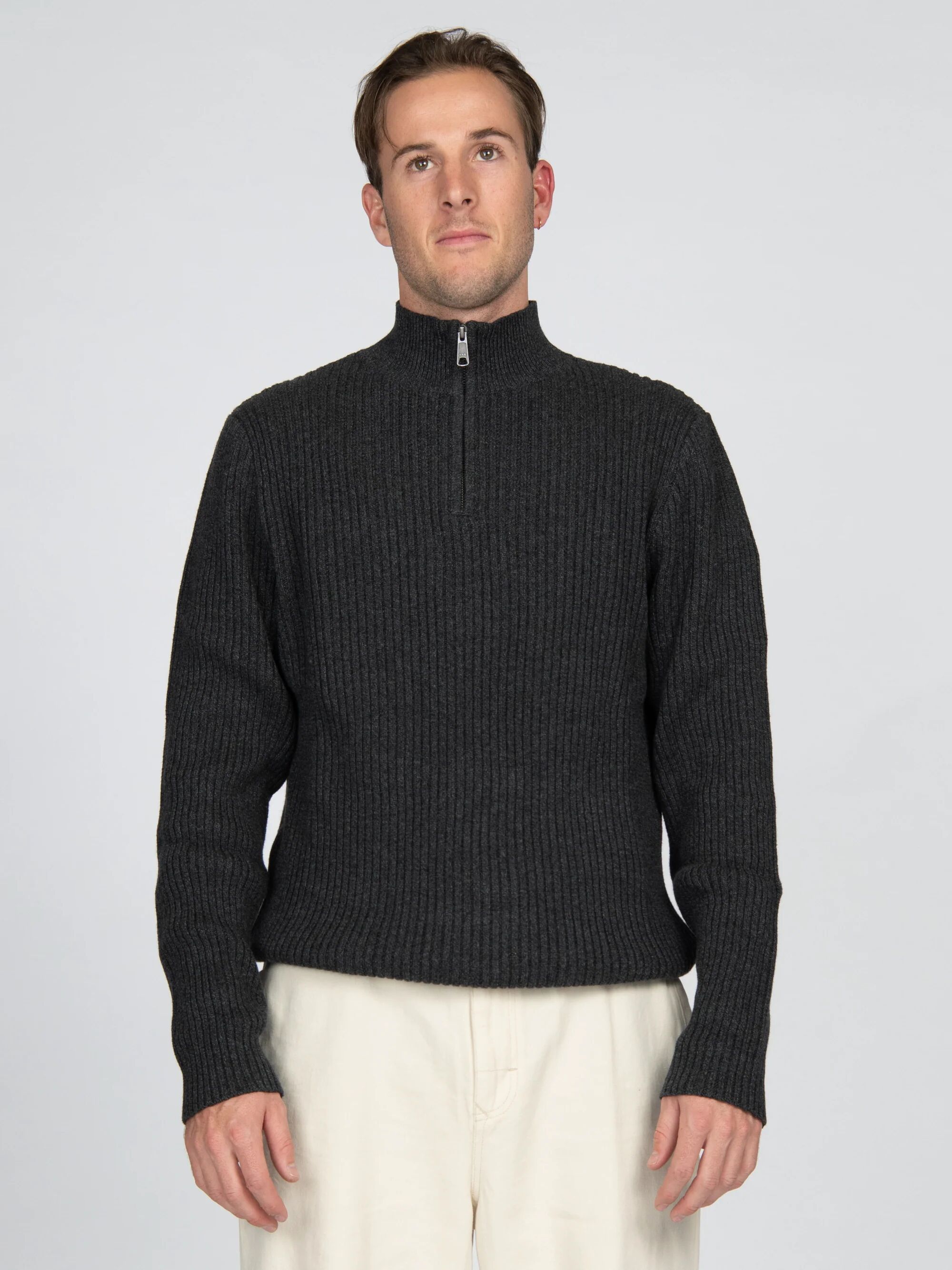 Rusty Misery 1/4 Zip Knit - Black Marle Rusty Australia, M / Black Marle