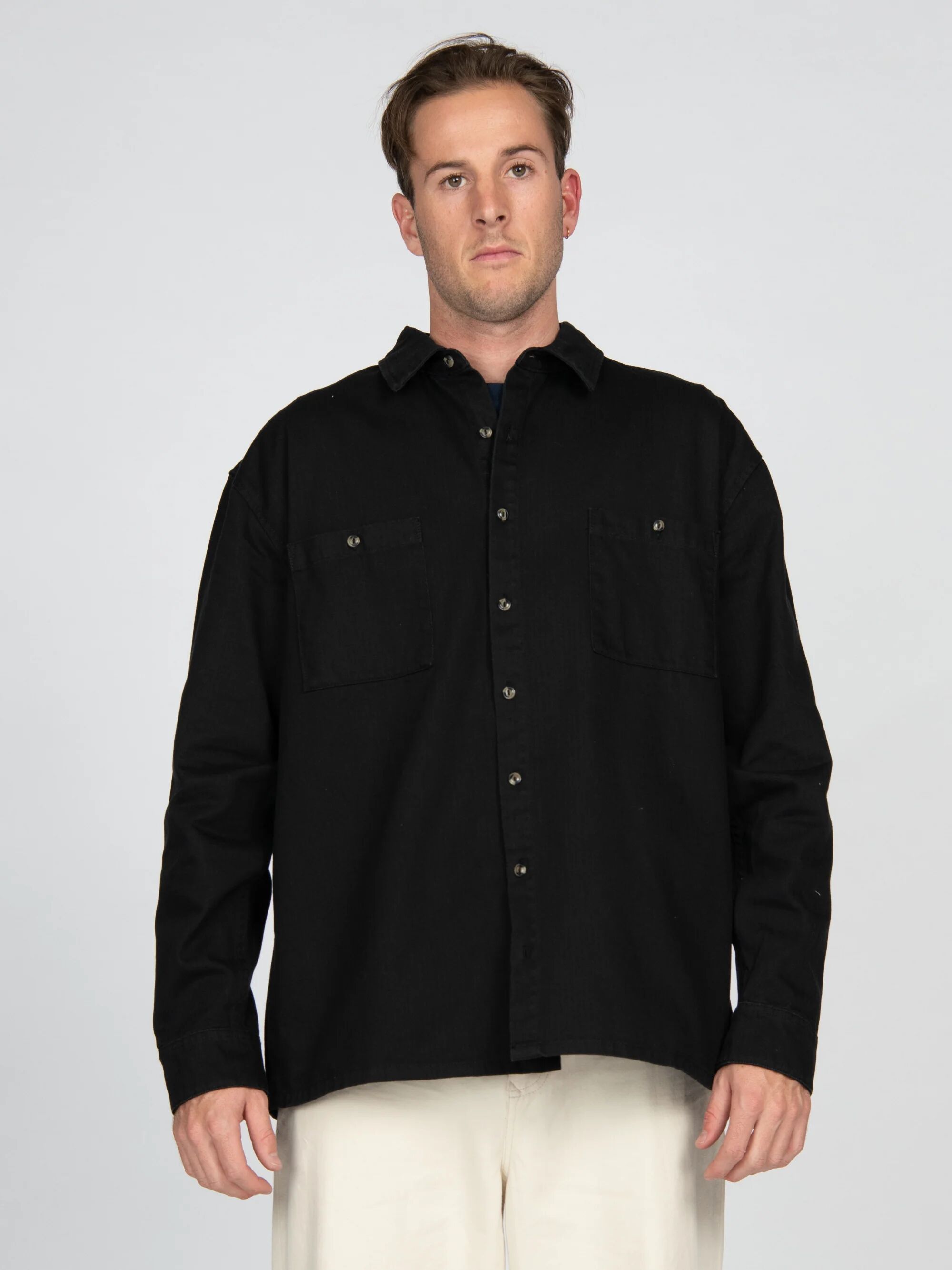 Rusty Yakka Long Sleeve Overshirt - Black Rusty Australia, S / Black