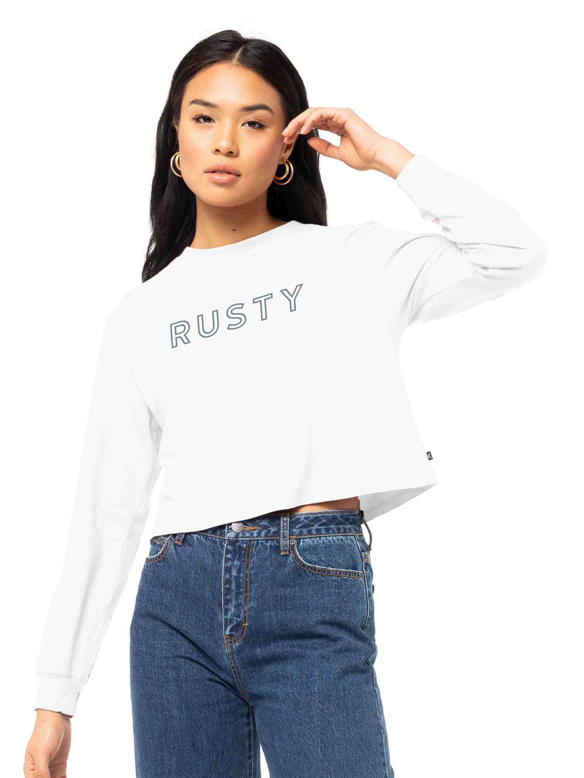 Rusty Must Essentials Long Sleeve Tee - White Rusty Australia, 8 / White