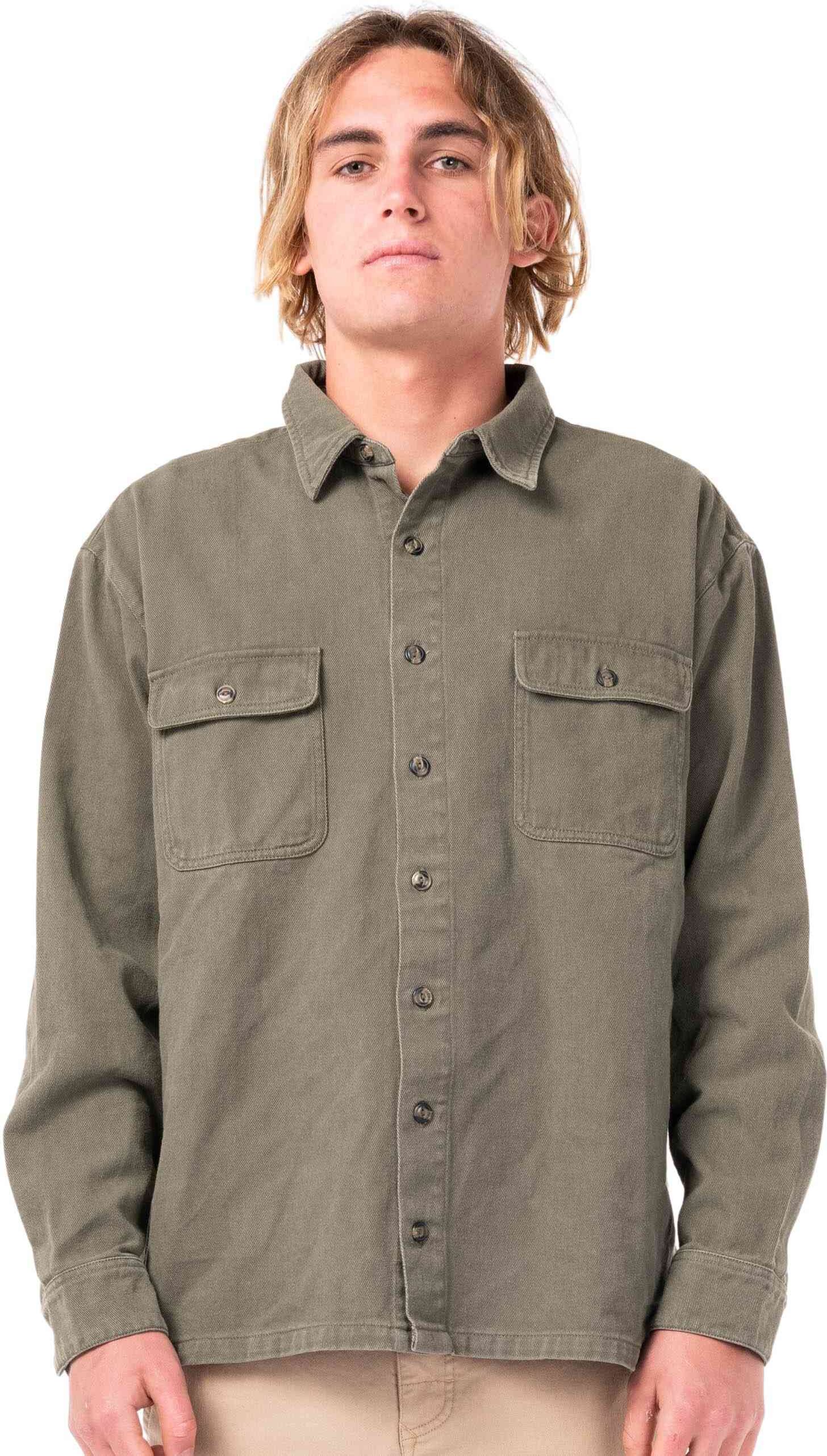 Rusty Charlie Long Sleeve Overshirt - Savanna Rusty Australia, L / Savanna