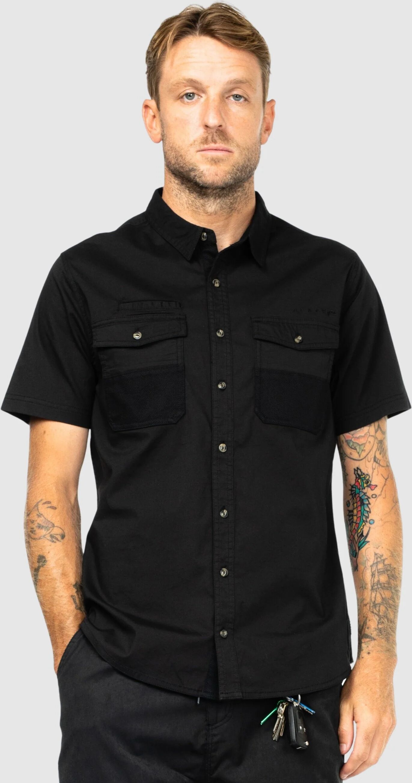 Rusty Grindstone Short Sleeve Shirt - Black Rusty Australia, L / Black