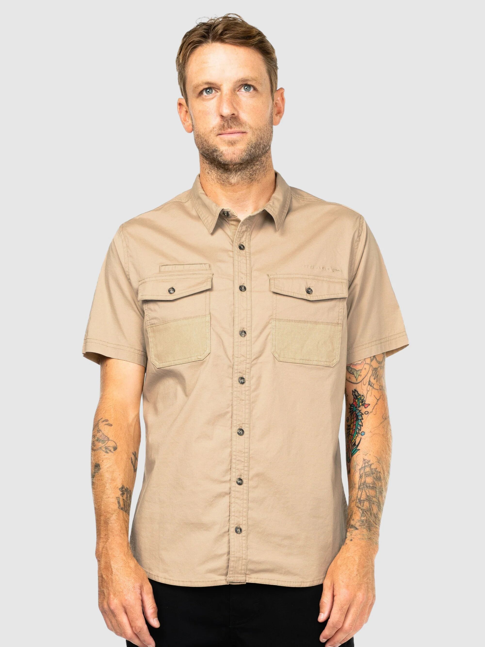 Rusty Grindstone Short Sleeve Shirt - Khaki Rusty Australia, L / Khaki