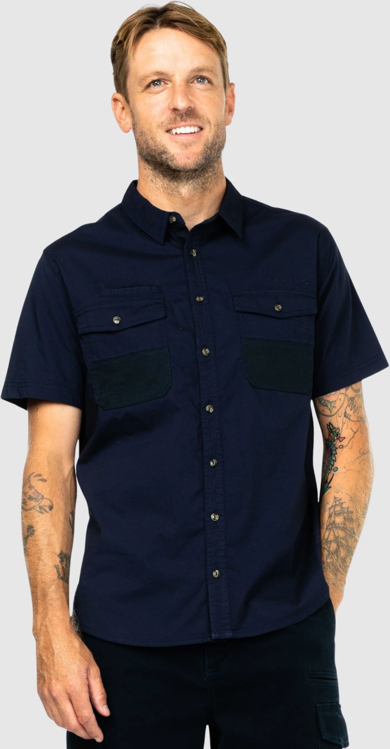 Rusty Grindstone Short Sleeve Shirt - Navy Blue Rusty Australia, XXL / Navy Blue