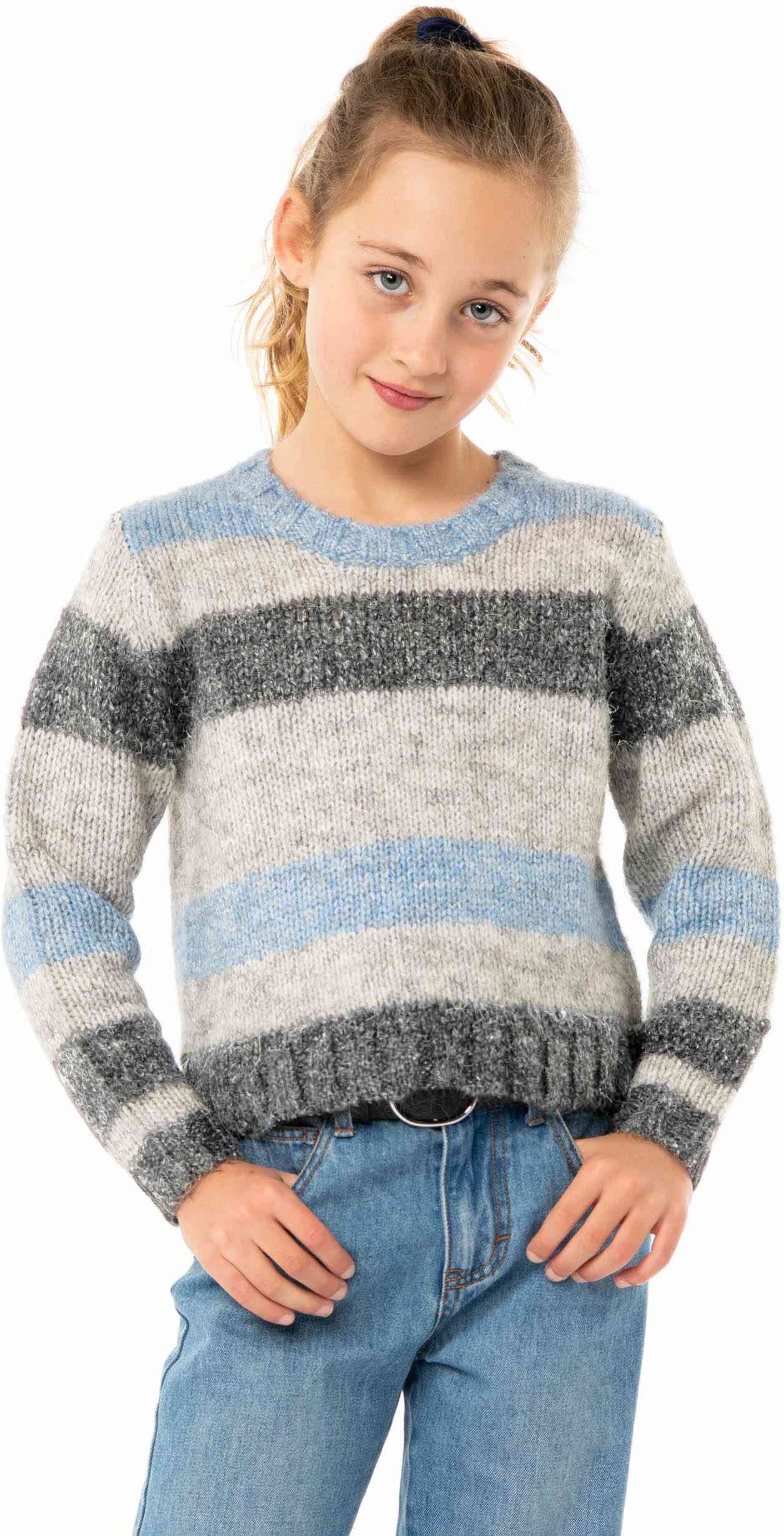 Rusty Ender Crew Neck Knit Girls - Blue Fog Rusty Australia, 12 / Blue Fog