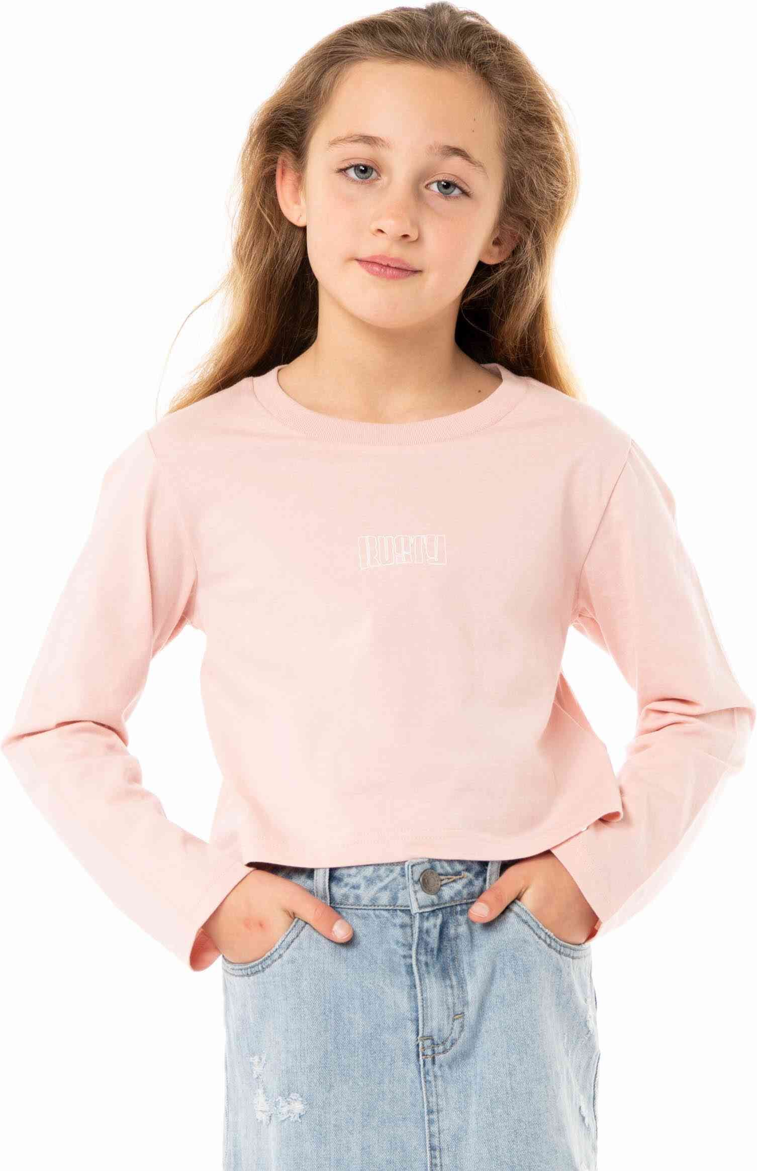 Rusty Worldwide Long Sleeve Crop Tee Girls - Clouded Rose Rusty Australia, 14 / Clouded Rose