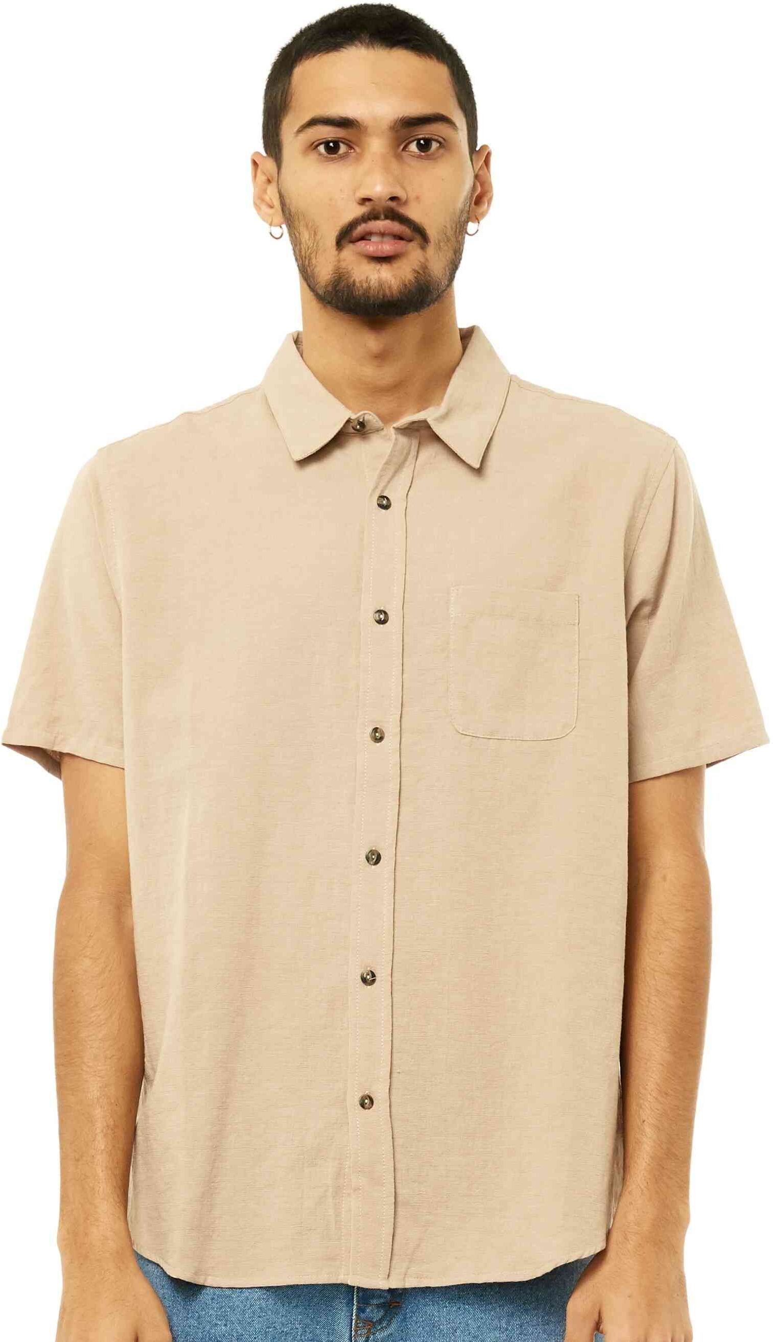 Rusty Overtone Short Sleeve Linen Shirt - Humus Rusty Australia, M / Humus