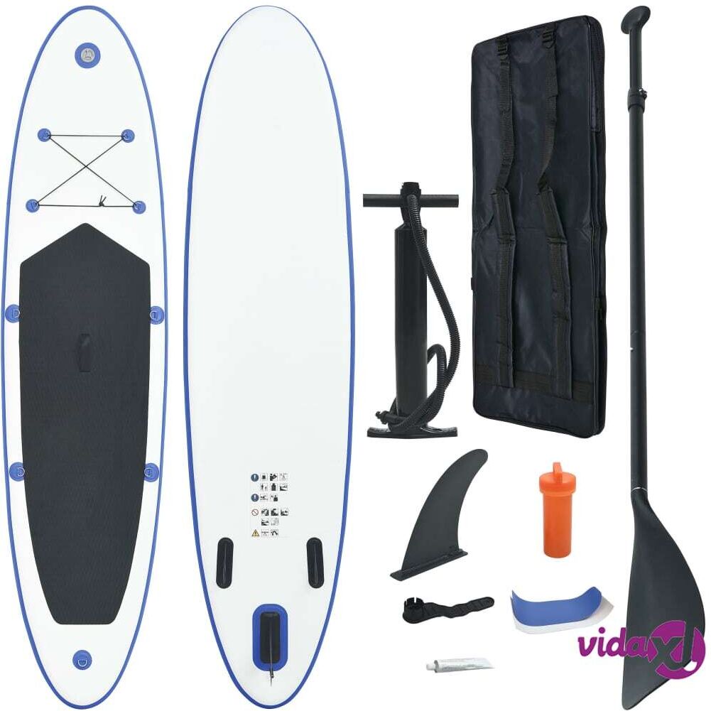 vidaXL Stand Up Paddle Board Set SUP Surfboard Inflatable Blue and White