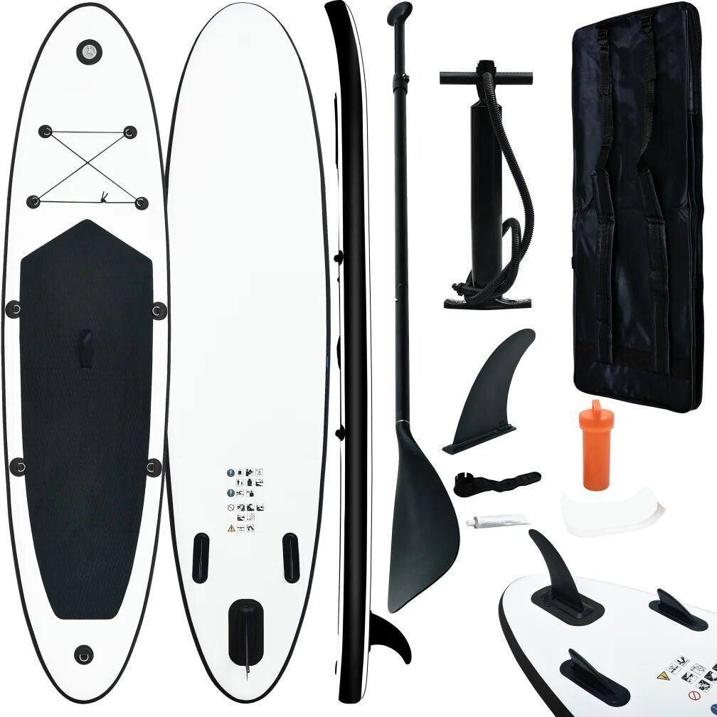 vidaXL Ensemble de planches SUP gonflables Noir et blanc