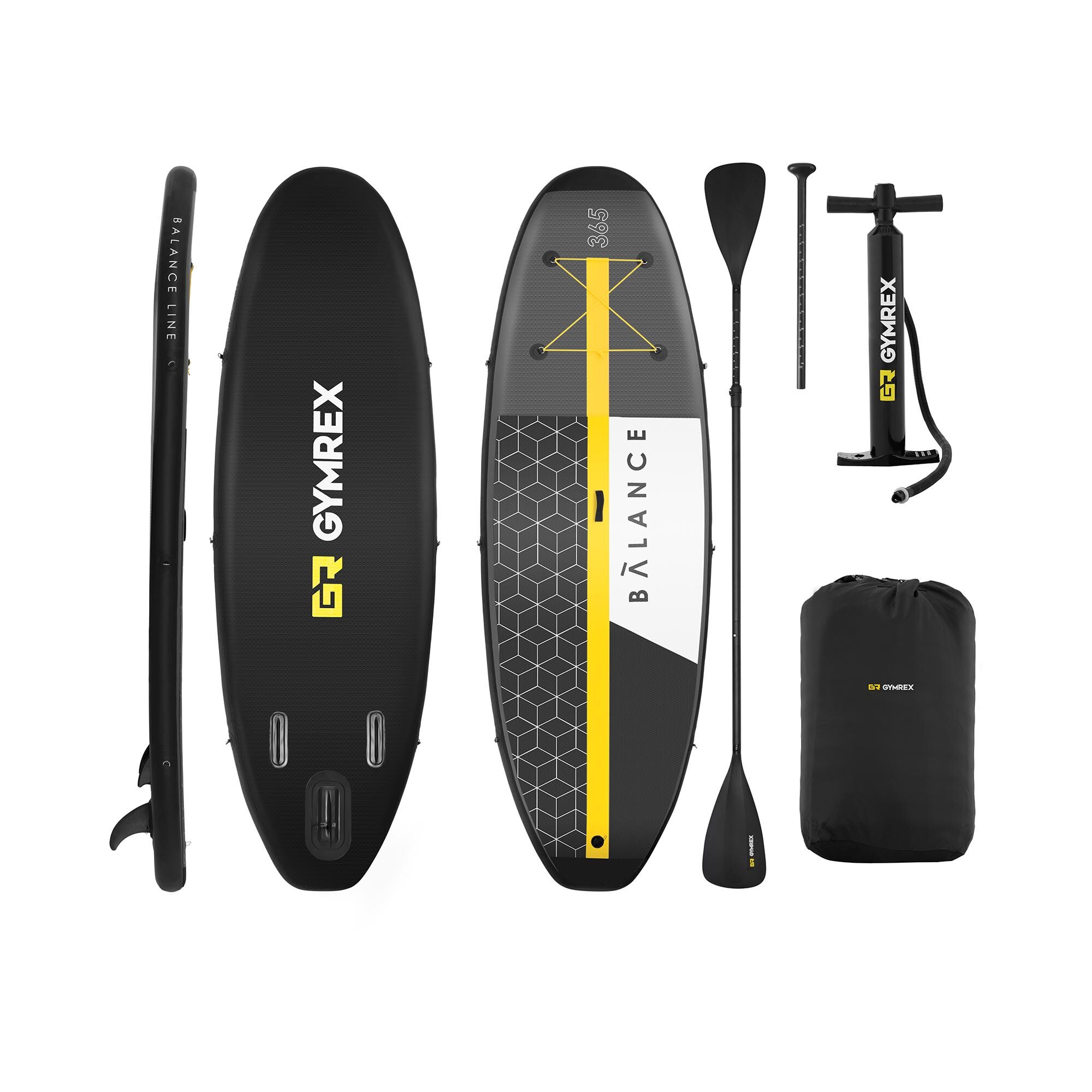 Gymrex Nafukovací stand up paddleboard - sada - 230 kg - 365 x 110 x 15 cm GR-SPB365