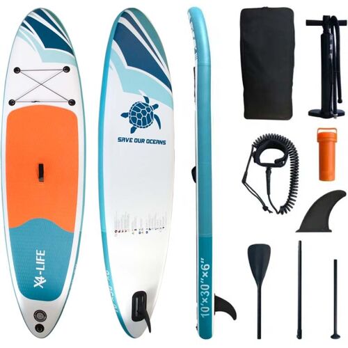 X4-Life SUP-Board X4-LIFE „X2 mit Zubehör“ Wassersportboards Gr. 305 x 76 x 15 305,0 cm, bunt (weiß, orange, blau) Stand Up Paddle