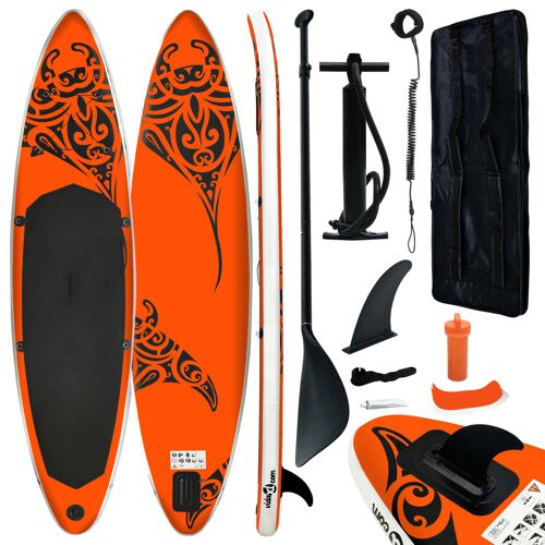 vidaXL Aufblasbares Stand Up Paddle Board Set 366x76x15 cm Orange – Orange – Size: 366 x 76 x 15 cm