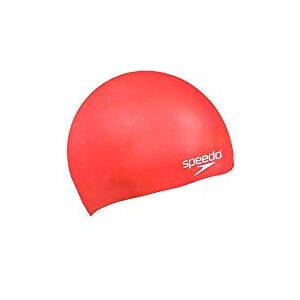 Speedo Kids Plain Moulded Silicone Junior Swimming Cap Red, One Size