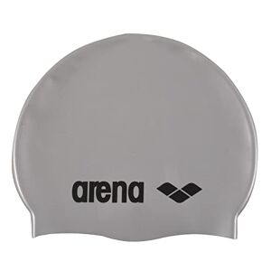 ARENA Unisex Classic Silicone Swimming Cap, Reinforced Edges, Less Slipping, Soft, silver