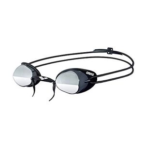 ARENA Swedix Mirror Anti-Fog Wettkampf Schwimmbrille Unisex für Erwachsen, Schwedische Schwimmbrille mit Verspiegelten Split-Lens Gläsern, UV-Schutz, 4 Austauschbare Nasenstege