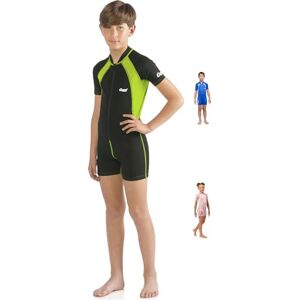 Cressi Kid Shorty Wetsuit 1.5 mm Shorty Wetsuit for Children Ultra Stretch Neoprene, Black/Pink, XXL (7/8 Years)