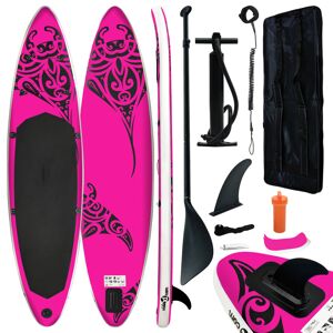vidaXL oppusteligt paddleboardsæt 366x76x15 cm lyserød
