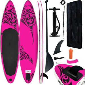 vidaXL oppusteligt paddleboardsæt 366x76x15 cm lyserød