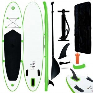 vidaXL Juego De Tabla De Paddle Surf Hinchable Verde Y Blanco