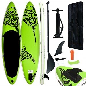 vidaXL Juego De Tabla De Paddle Surf Hinchable Verde 366x76x15 Cm