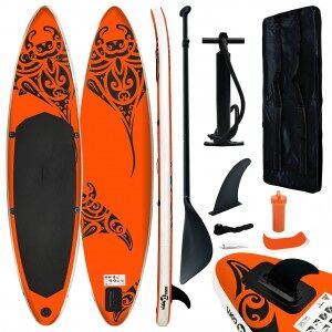 vidaXL Juego De Tabla De Paddle Surf Hinchable Naranja 366x76x15 Cm