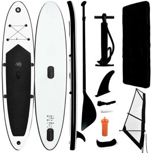 vidaXL Tabla de paddle surf inflable con vela negro y blanco