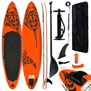 vidaXL Juego de tabla de paddle surf hinchable naranja 305x76x15 cm