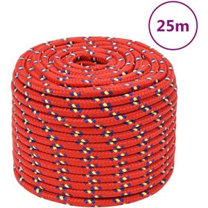 vidaXL Cuerda de barco polipropileno rojo 12 mm 25 m