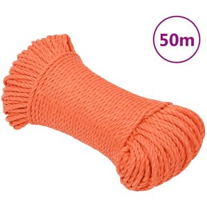 vidaXL Cuerda de trabajo polipropileno naranja 3 mm 50 m