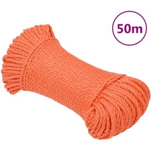 vidaXL Cuerda de trabajo polipropileno naranja 6 mm 50 m