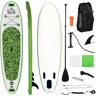 Homcom Tabla de Paddle Surf Hinchable 305x76x10 cm con Remo de Aluminio Ajustable Entre 160-210 cm Aleta Extraíble Bolsa de Transporte Verde