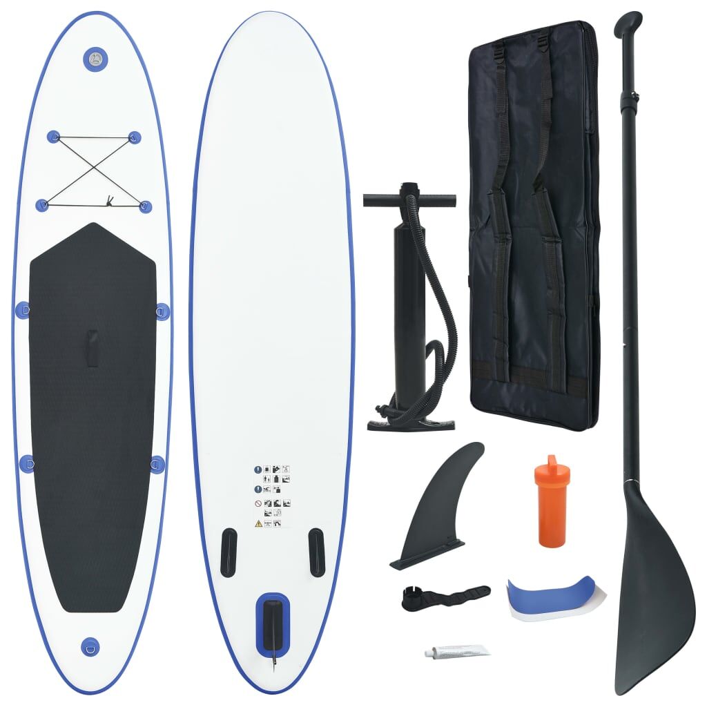 vidaXL Set de paddel surf tabla SUP inflable azul y blanco