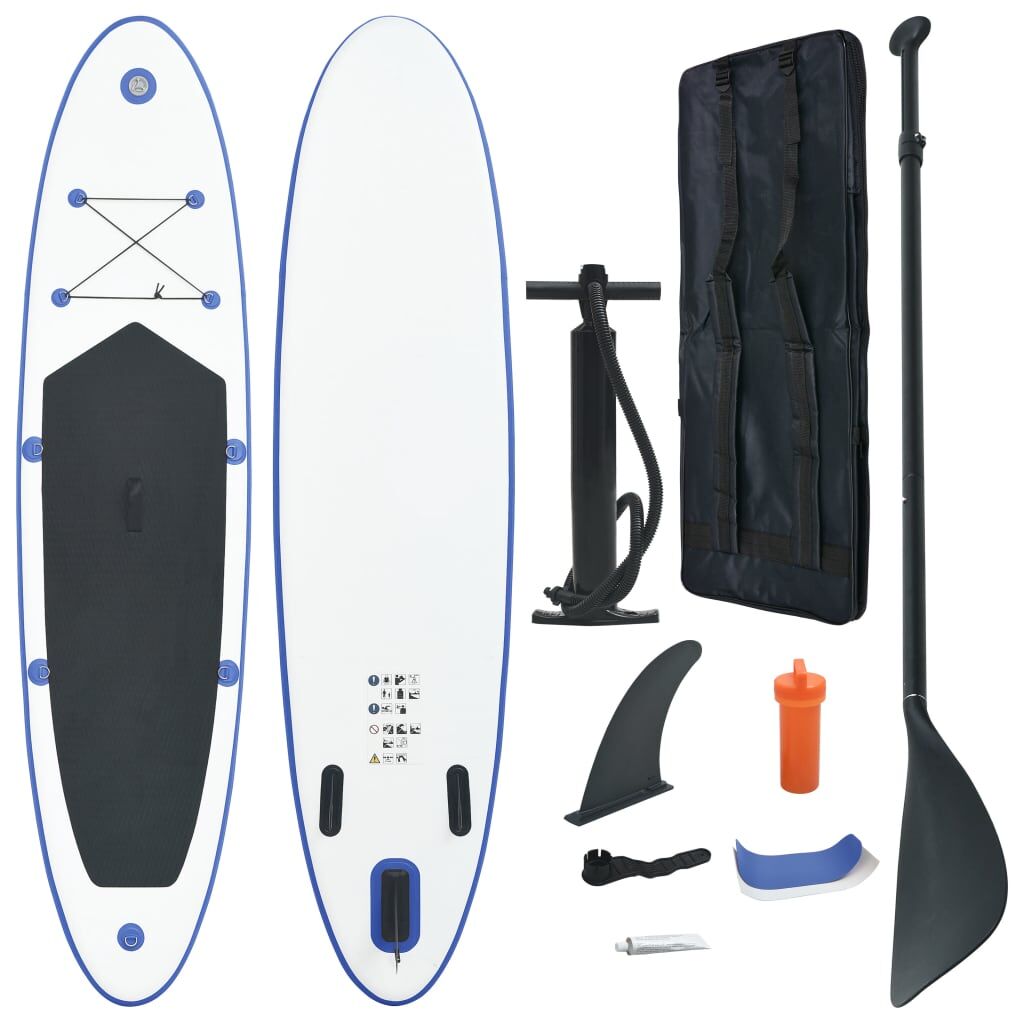 vidaXL Set de tabla inflable de paddle surf SUP azul y blanco