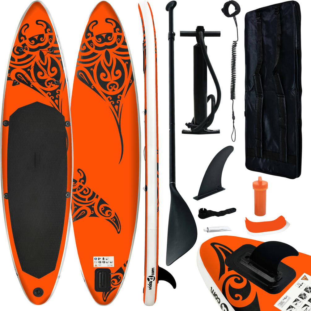 vidaXL Juego de tabla de paddle surf hinchable naranja 305x76x15 cm