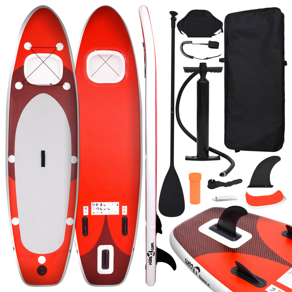 vidaXL Set de tabla de paddle surf hinchable rojo 360x81x10 cm