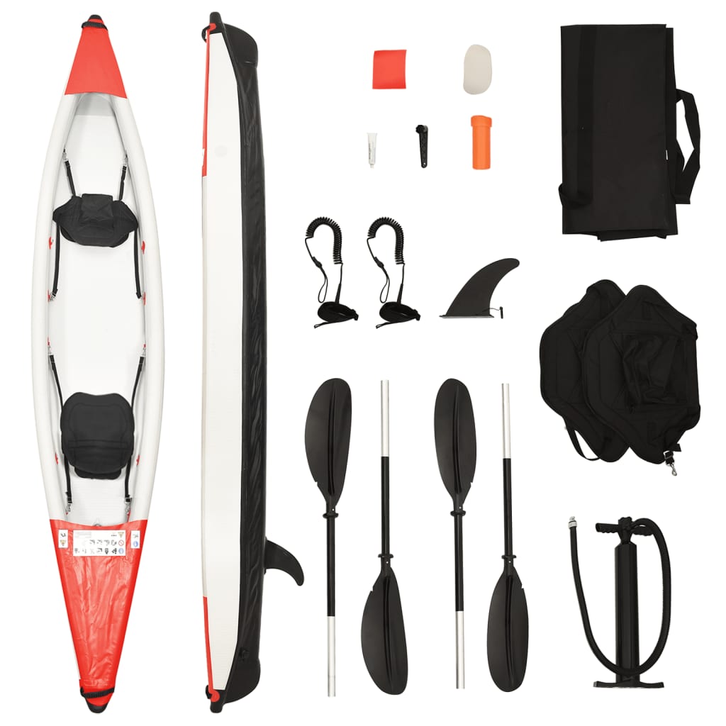 vidaXL Kayak inflable poliéster rojo 424x81x31 cm