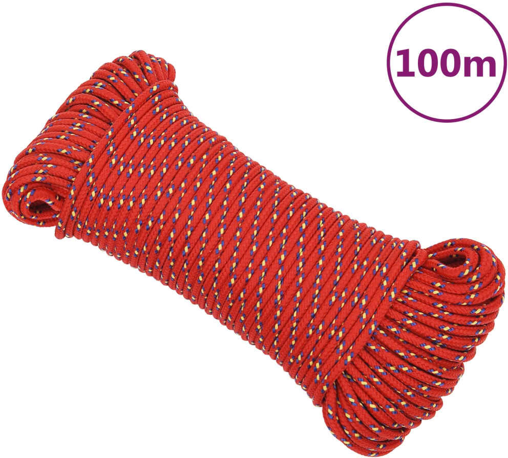 vidaXL Cuerda de barco polipropileno rojo 3 mm 100 m