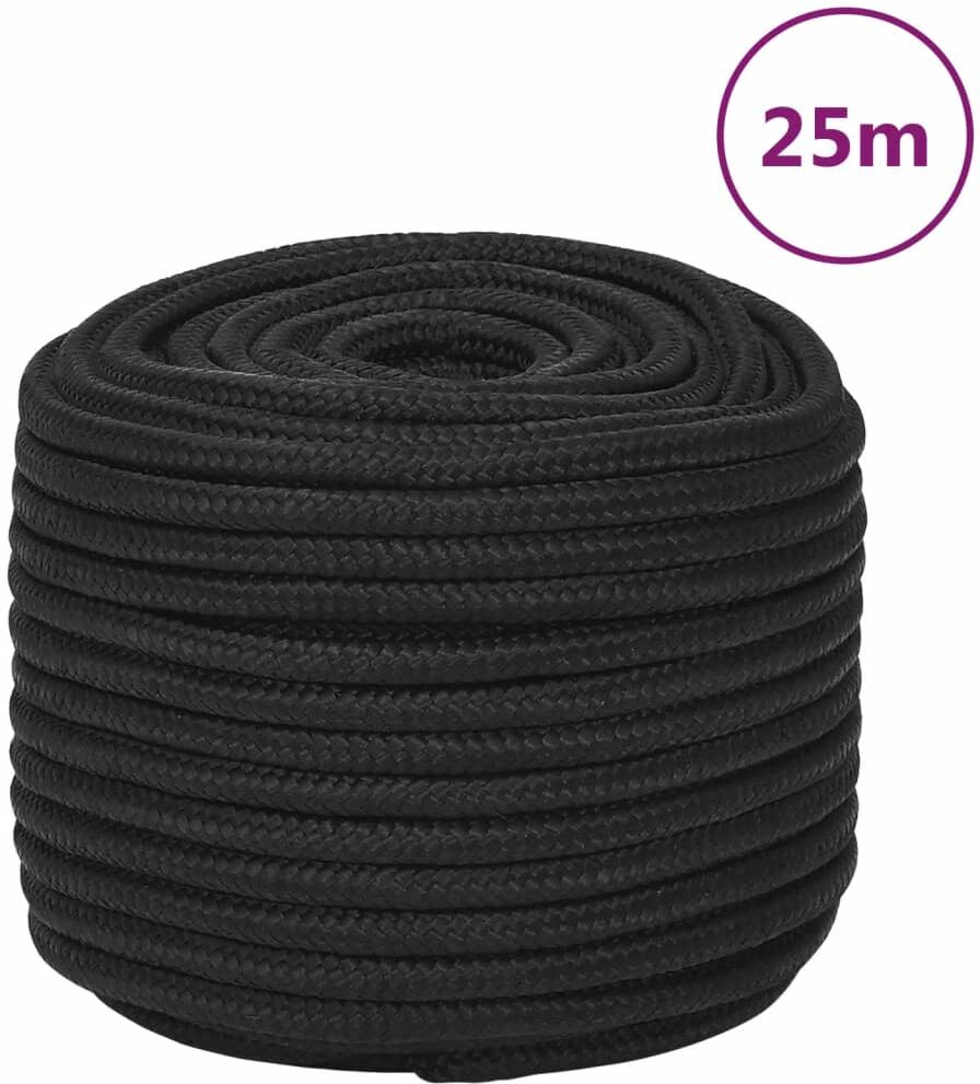 vidaXL Cuerda de barco polipropileno negro intenso 14 mm 25 m