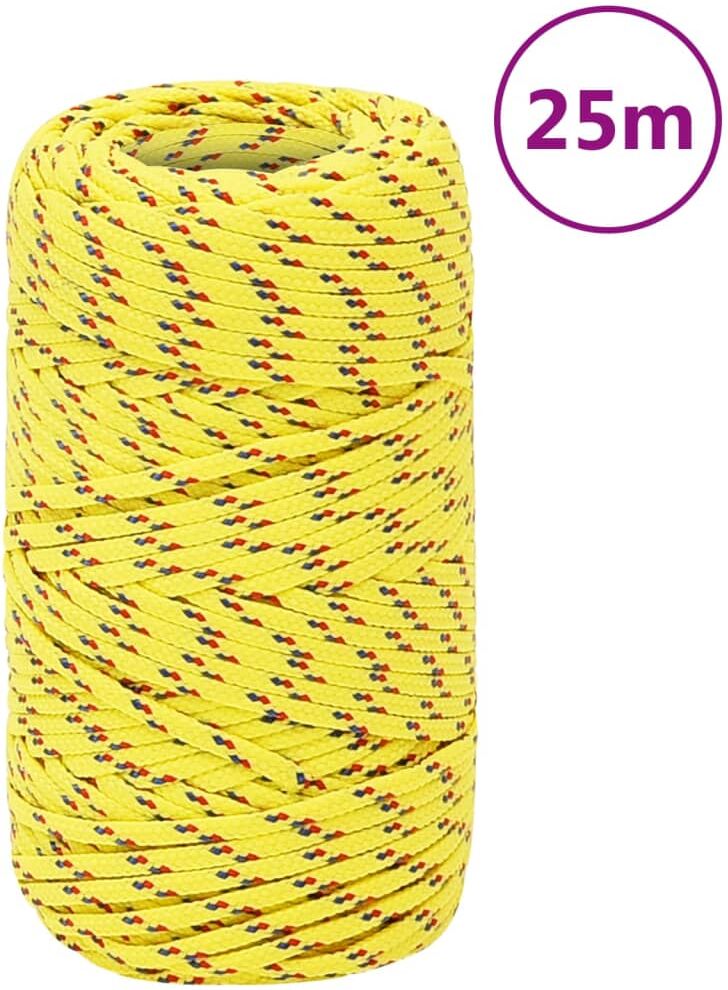 vidaXL Cuerda de barco polipropileno amarillo 2 mm 25 m