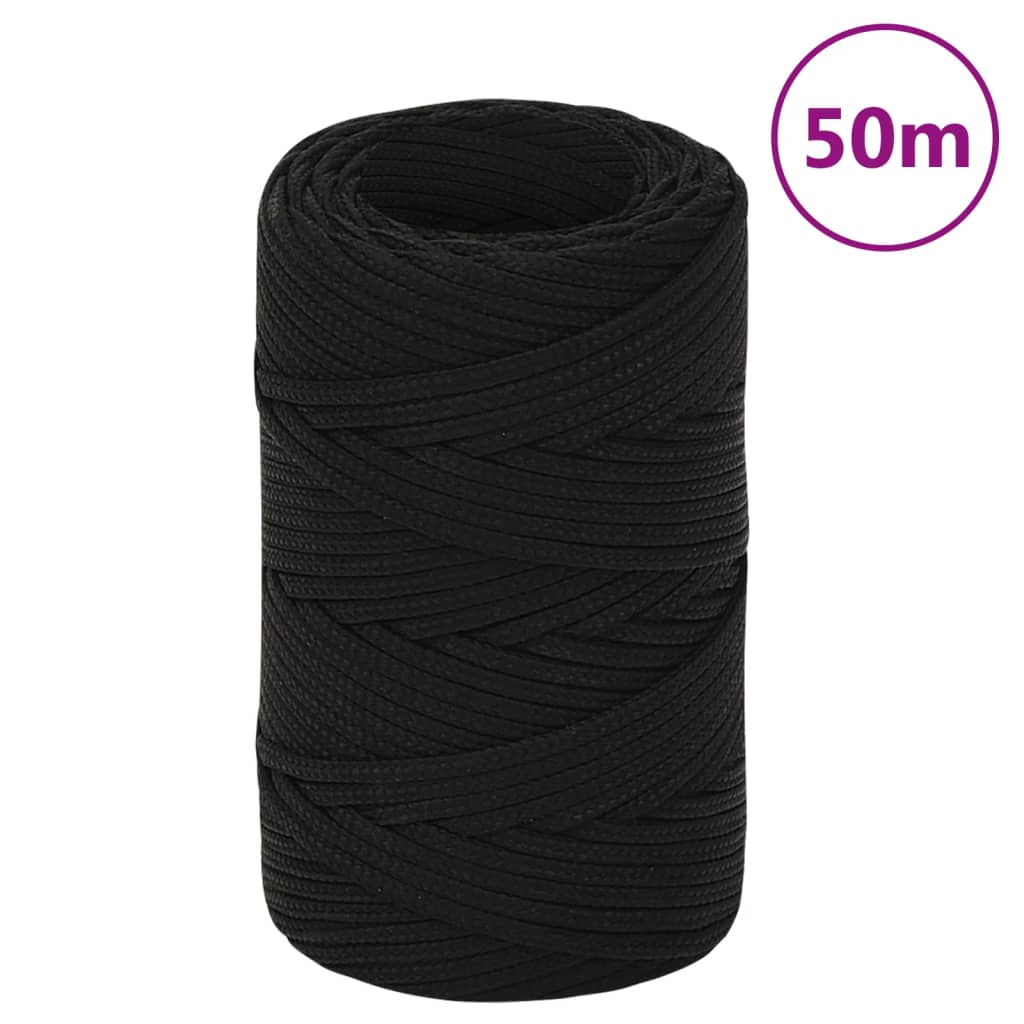 vidaXL Cuerda de trabajo poliéster negro 2 mm 50 m