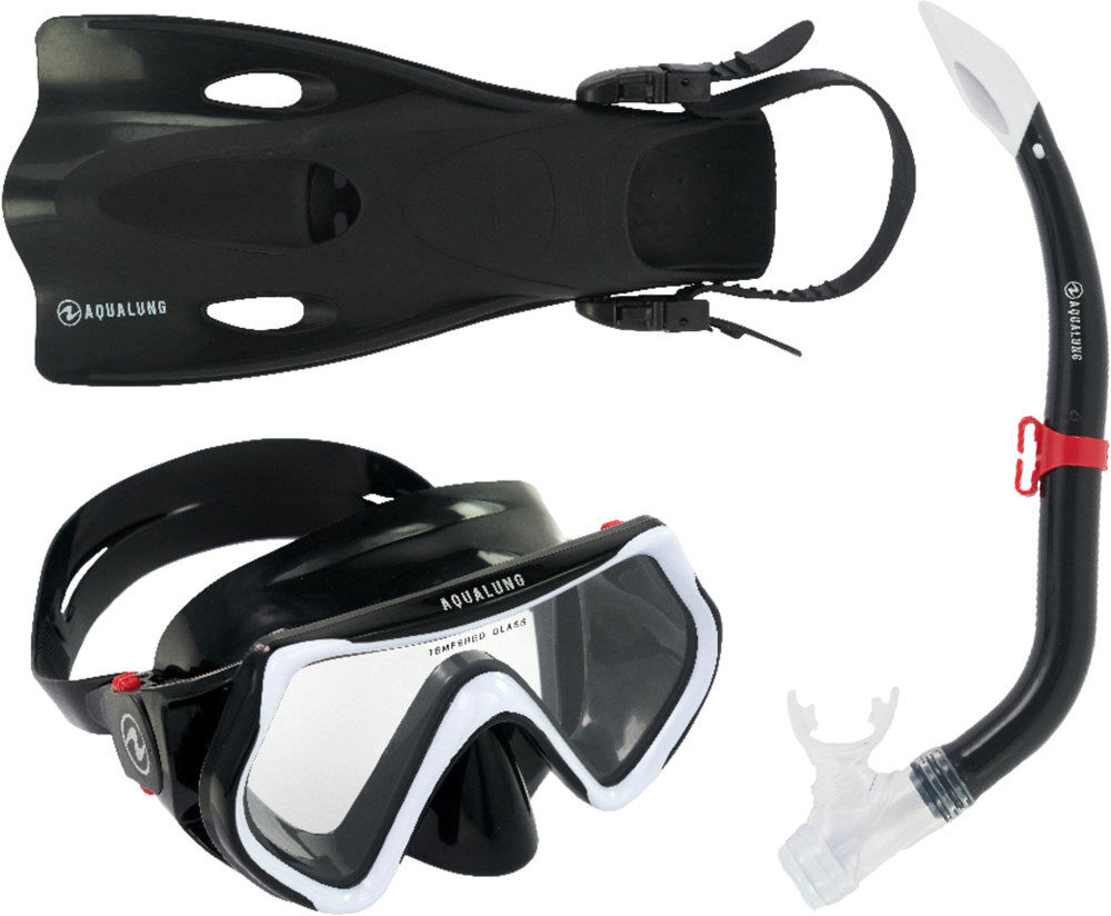 Aqualung hero set junior kit gafastubo y aletas snorkel niño Negro (L)