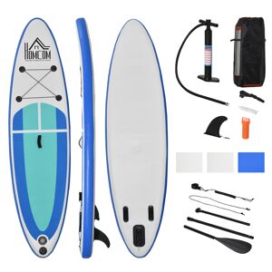 HOMCOM Stand up paddle gonflable surf planche de paddle paddle board pour enfants adolescent adulte nombreux accessoires fournis bleu blanc