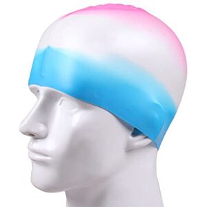 KYLOS 1 Pièces Bonnets de Bain, Bonnet Piscine Élastique, Bonnet de Bain Silicone, Bonnet de Piscine Enfant, Bonnet de Natation 3D Ergonomique, Pour Enfants, Adultes, Femme, Hommes (Rose et Bleu) - Publicité