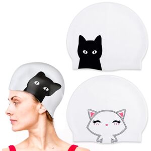 Giantree Lot de 2 bonnets de bain mignons pour femmes, bonnets de bain en silicone souple pour adultes, bonnet de bain imperméable pour cheveux longs, bonnet de bain confortable et antidérapant - Publicité